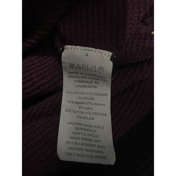 Michael Kors Women’s Sweater Size M Burgundy Ribbed Knit Tunic High-Low Hem - Picture 3 of 4